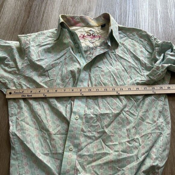 Robert Graham Shirt Men Small Blue Red Long Sleeve Button Down Cross Church - Picture 3 of 12